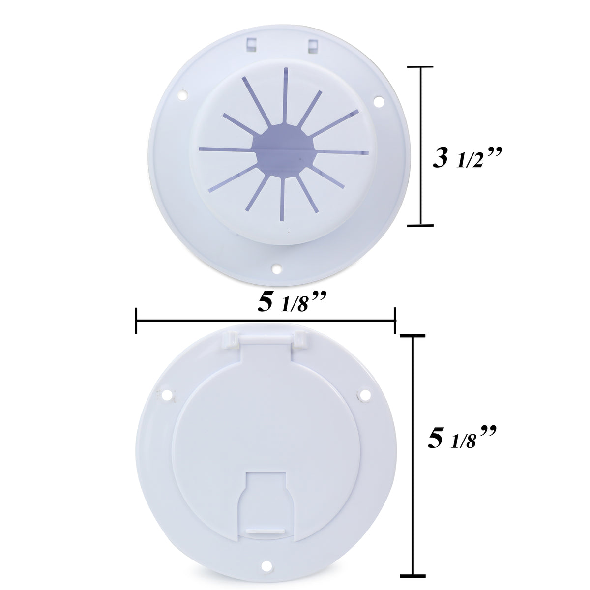 Leisure Cords RV Power Cord Utility Hatch Weatherproof Round Door 5.13 Inch x 2.38 Inch (White)