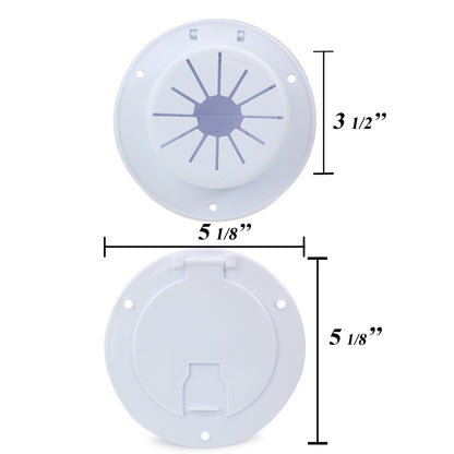 Leisure Cords RV Power Cord Utility Hatch Weatherproof Round Door 5.13 Inch x 2.38 Inch (White)
