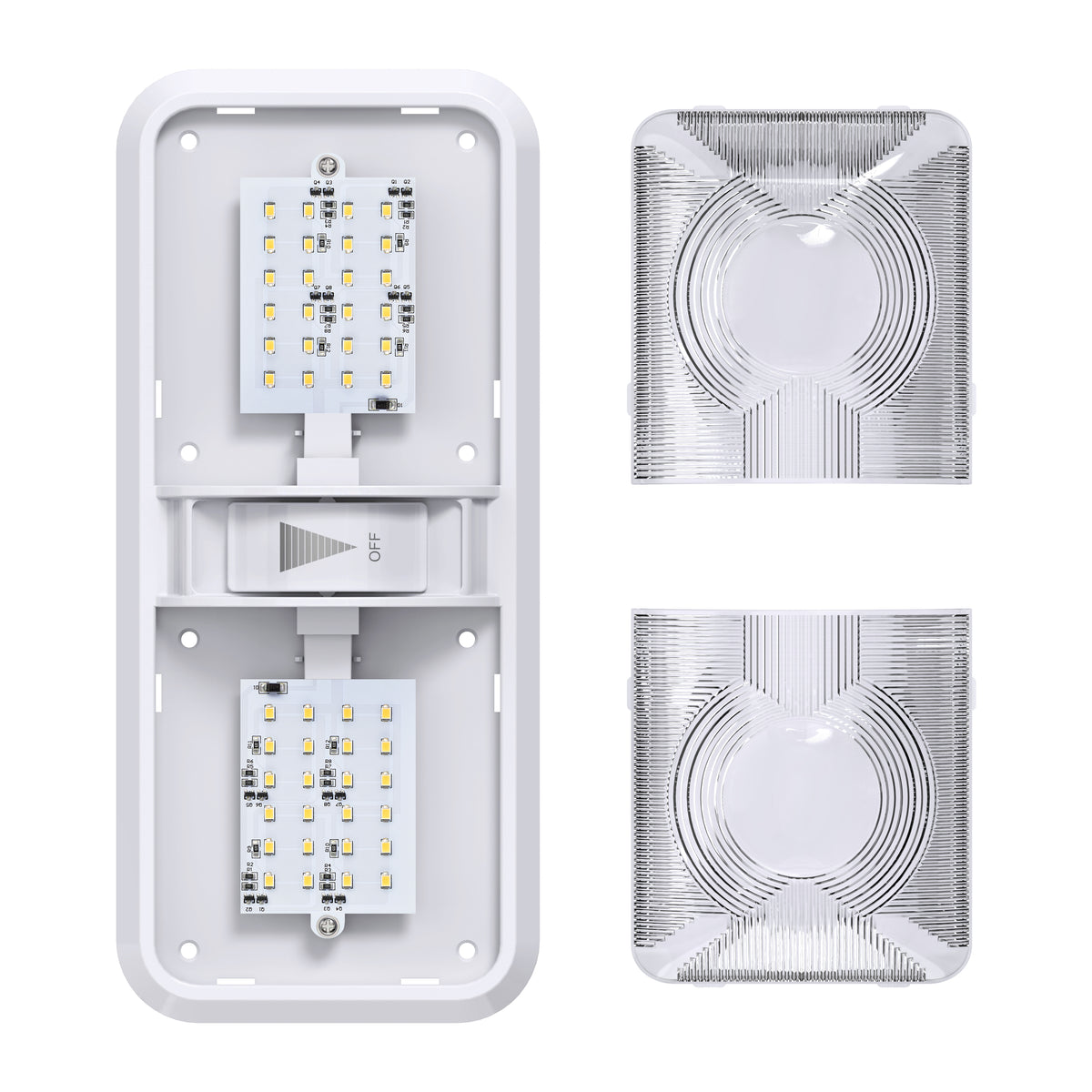 Leisure LED 12V RV LED Double Dome Light Natural White Dimmer Switch Clear Lens 11 Inch (White)