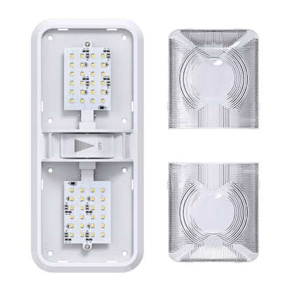 Leisure LED 12V RV LED Double Dome Light Natural White Dimmer Switch Clear Lens 11 Inch (White)