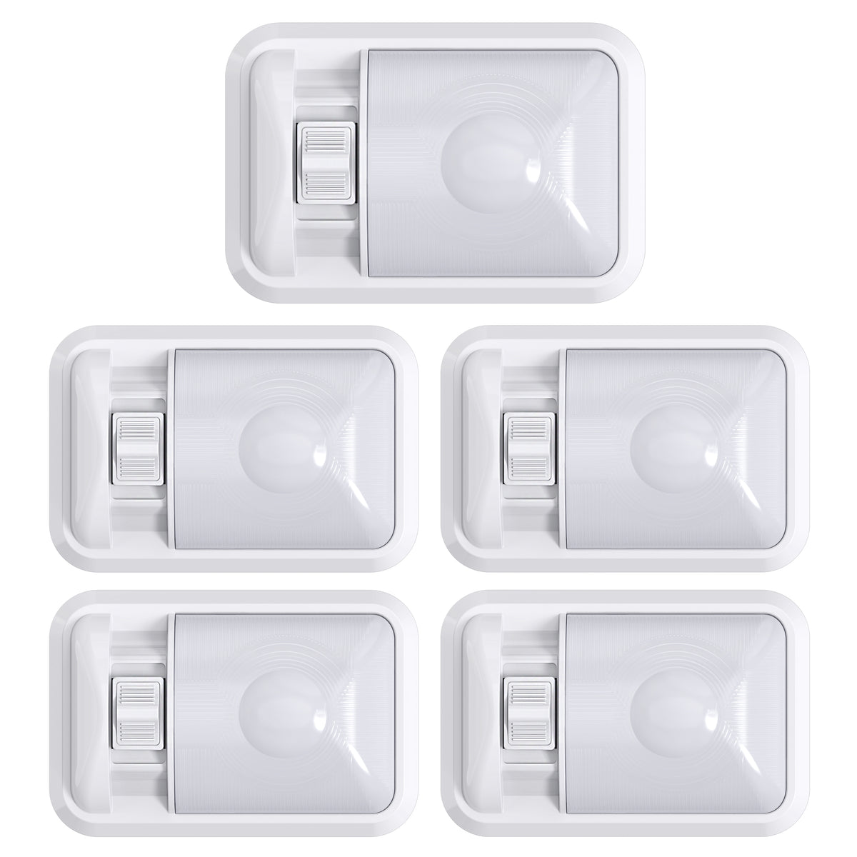 Leisure LED 12V RV LED Single Dome Light Natural White On Off Switch Frosted Lens 8 Inch (White)