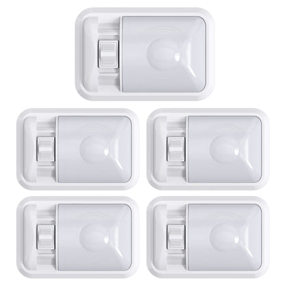 Leisure LED 12V RV LED Single Dome Light Natural White On Off Switch Frosted Lens 8 Inch (White)