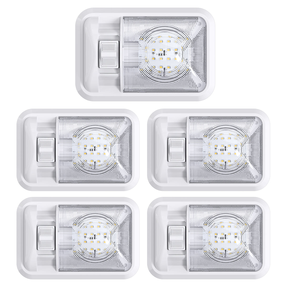 Leisure LED 12V RV LED Single Dome Light Natural White On Off Switch Clear Lens 8 Inch (White)
