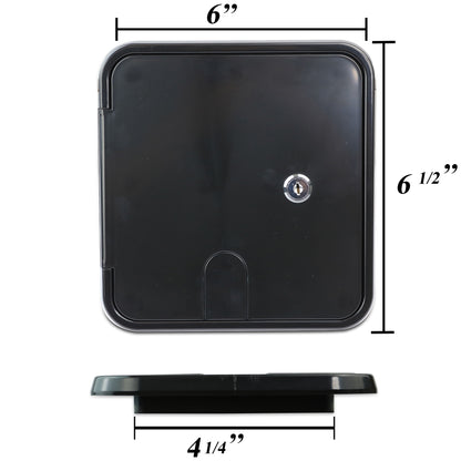 Leisure Cords RV Power Cord Utility Hatch Weatherproof Rectangle Door 6.5 Inch x 6 Inch (Black)