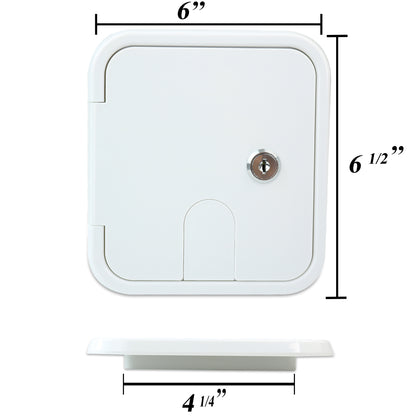 Leisure Cords RV Power Cord Utility Hatch Weatherproof Rectangle Door 6.5 Inch x 6 Inch (White)