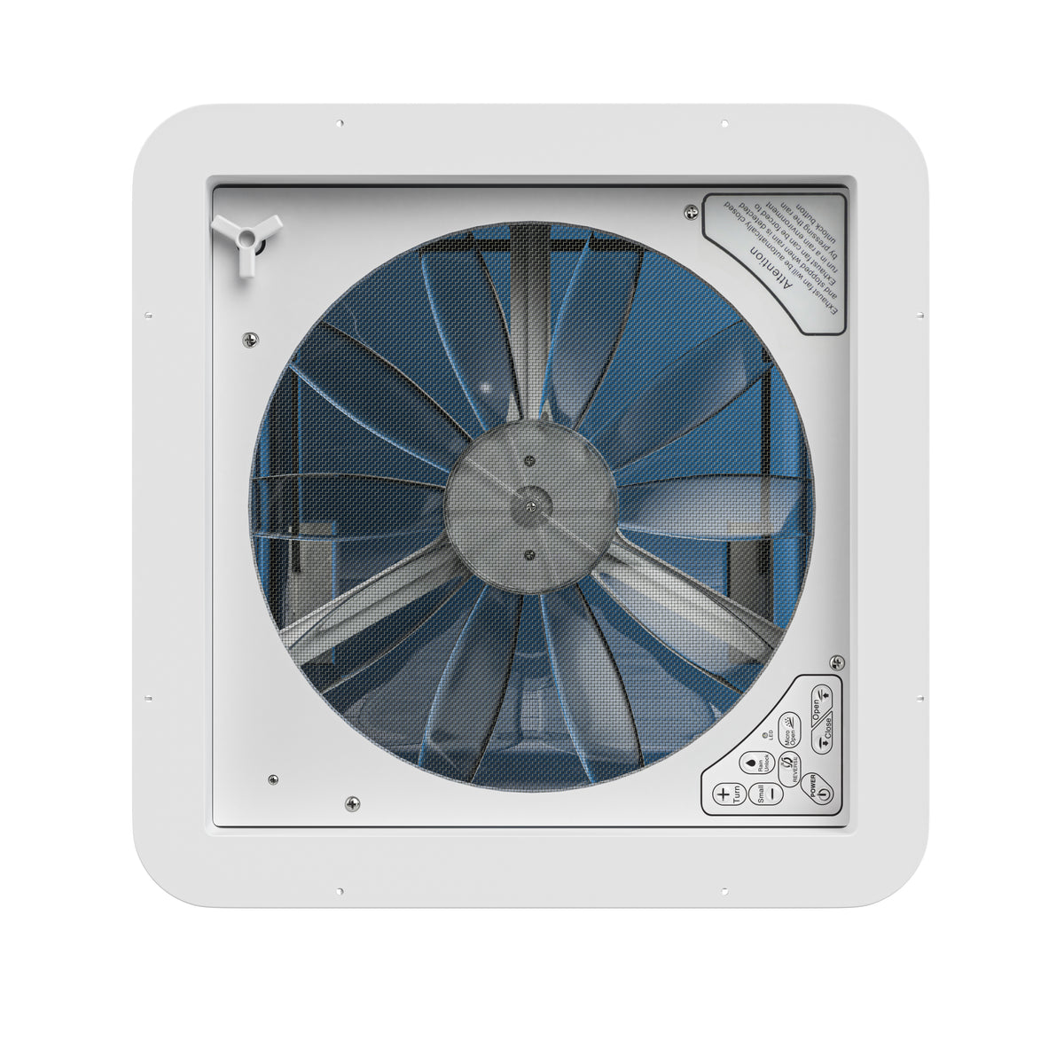 Leisure Coachworks RV Roof Vent Fan with 5 Speed Smoked Lid Rain Sensor and Remote 14 Inch x 14 Inch (White)