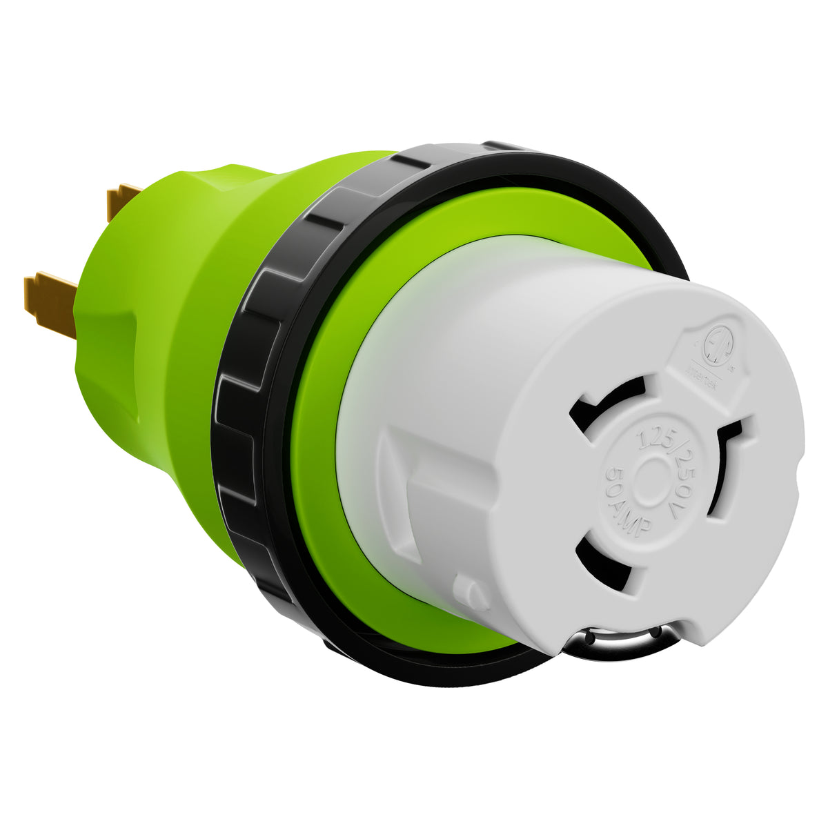 Leisure Cords 50AMP RV Electrical Adapter Twist Locking NEMA 14-50P to SS2-30R 5 Inch (Green)