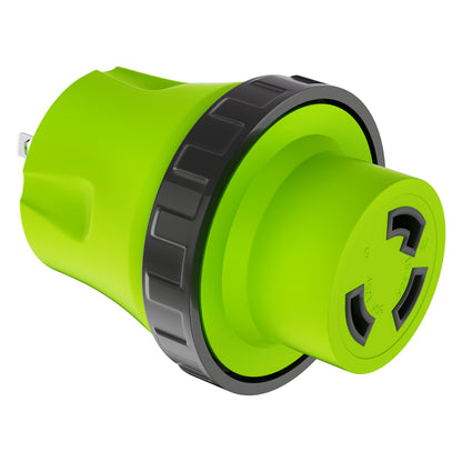 Leisure Cords 15AMP RV Electrical Adapter Twist Locking NEMA 5-15P to L5-30R 4 Inch (Green)