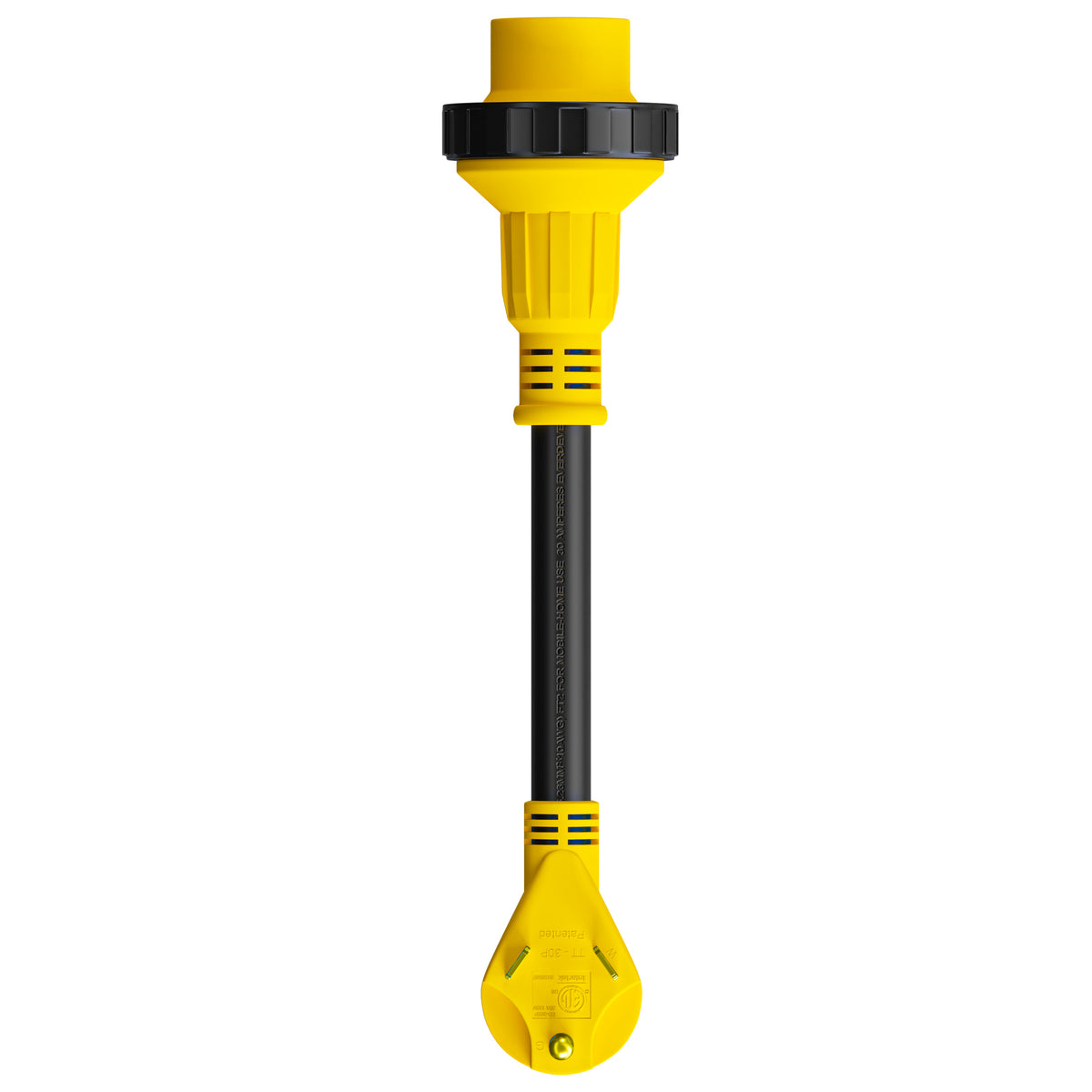 Leisure Cords 30AMP RV Dogbone Adapter Cord Twist Locking NEMA TT-30P to L5-30R 12 Inch (Yellow)