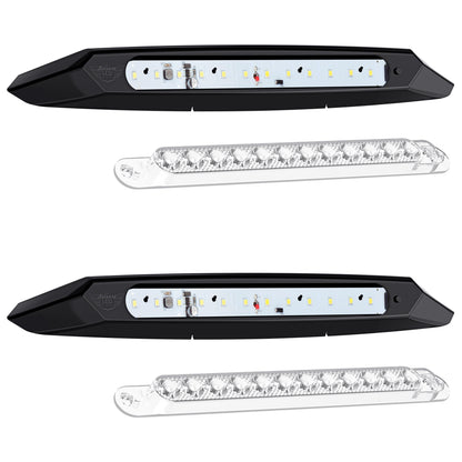 Leisure LED 12V RV Exterior LED Awning Porch Light Cool White with Switch Clear Lens 13 Inch (White)