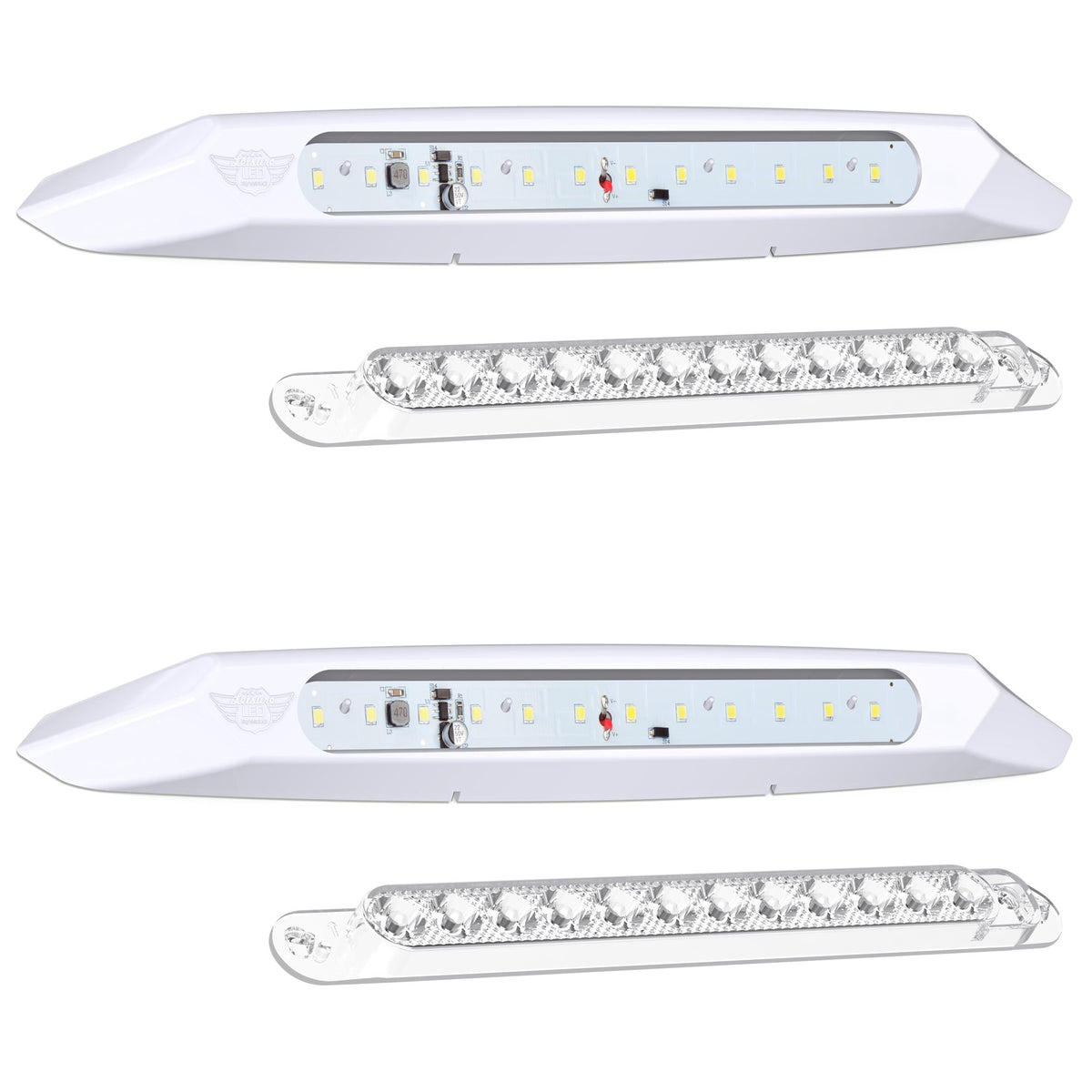 Leisure LED 12V RV Exterior LED Awning Porch Light Cool White with Clear Lens 13 Inch (White)