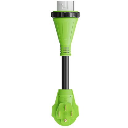 Leisure Cords 50AMP RV Dogbone Adapter Cord Twist Locking NEMA 14-50P to SS2-50R 12 Inch (Green)