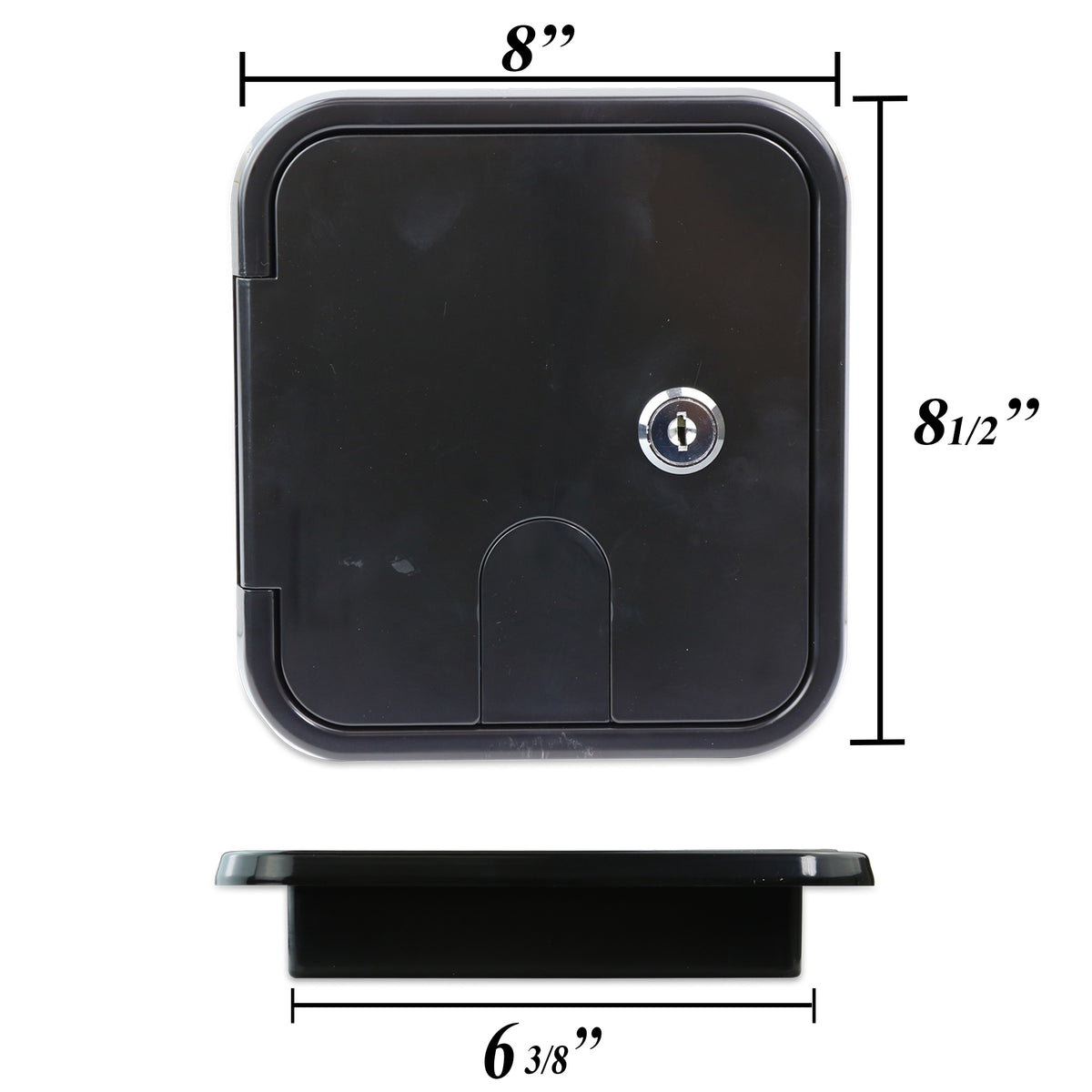 Leisure Cords RV Power Cord Utility Hatch Weatherproof Rectangle Door 6.88 Inch x 6.38 Inch (Black)