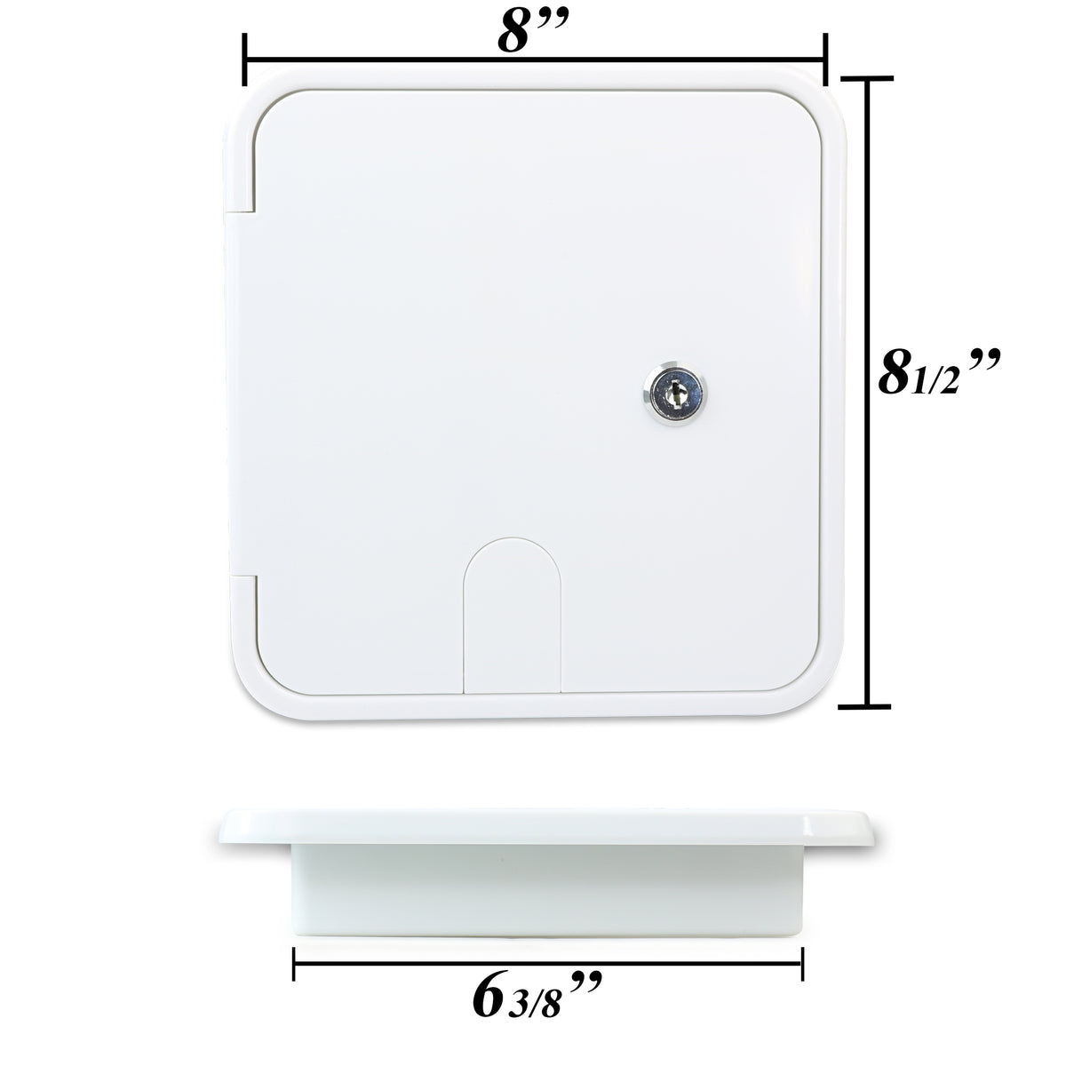 Leisure Cords RV Power Cord Utility Hatch Weatherproof Rectangle Door 6.88 Inch x 6.38 Inch (White)