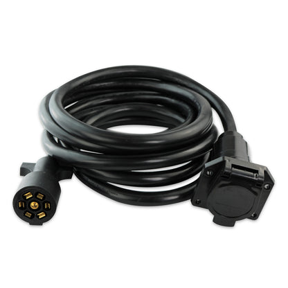 Leisure Cords 7 Way Inline Trailer Plug Extension Cord Inlet Socket 12 Feet (Black)