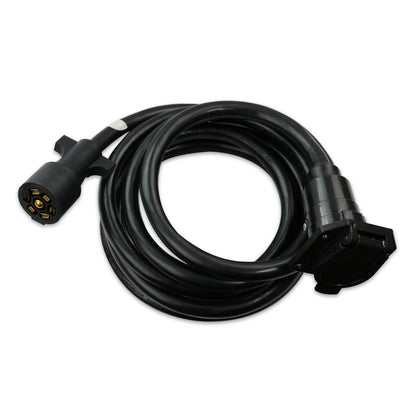 Leisure Cords 7 Way Inline Trailer Plug Extension Cord Inlet Socket 12 Feet (Black)
