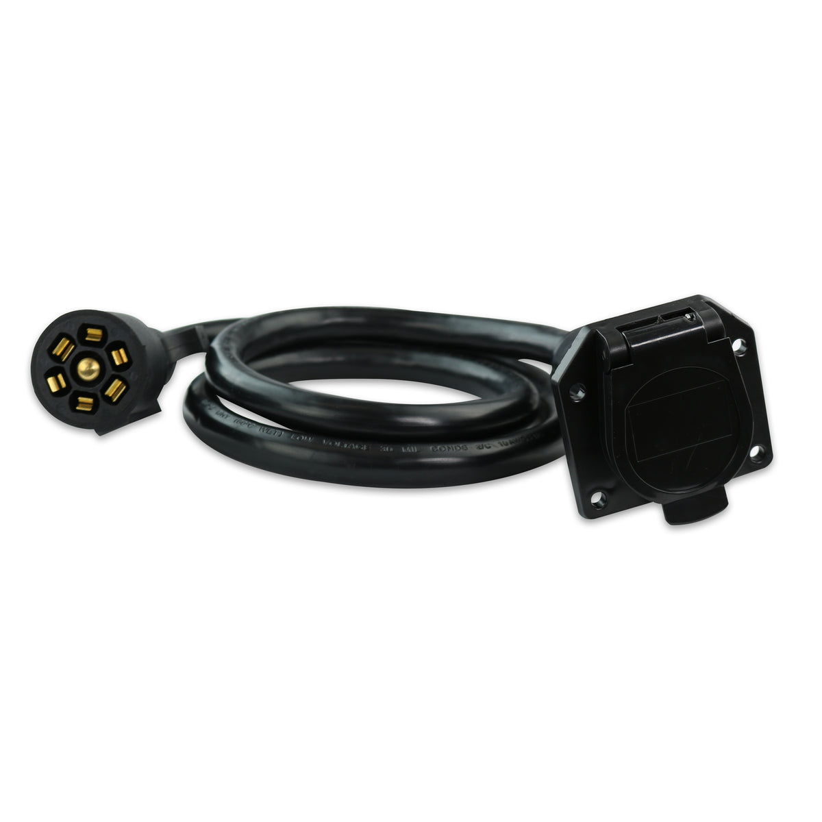 Leisure Cords 7 Way Inline Trailer Plug Extension Cord Inlet Socket 4 Feet (Black)