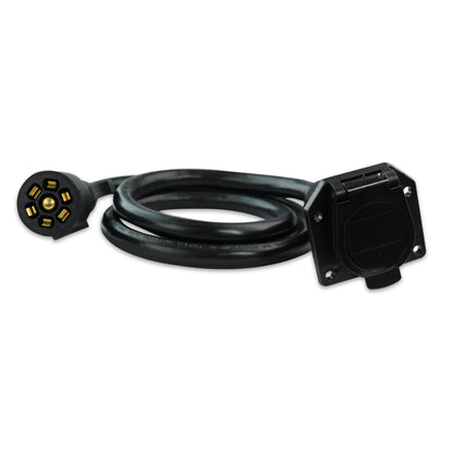 Leisure Cords 7 Way Inline Trailer Plug Extension Cord Inlet Socket 4 Feet (Black)