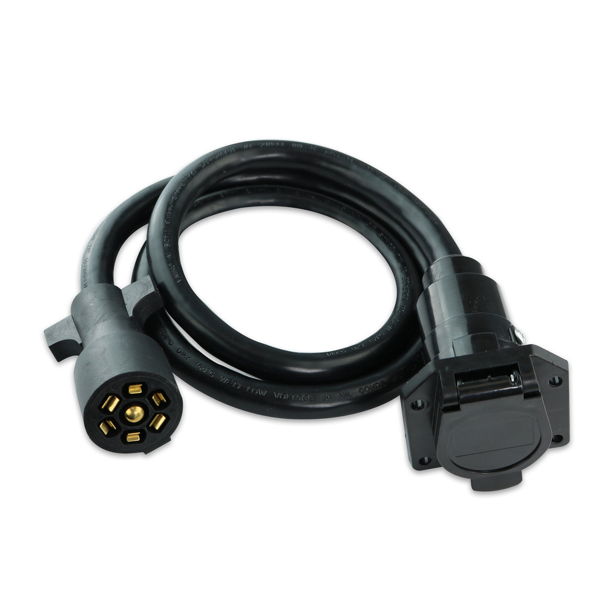 Leisure Cords 7 Way Inline Trailer Plug Extension Cord Inlet Socket 4 Feet (Black)