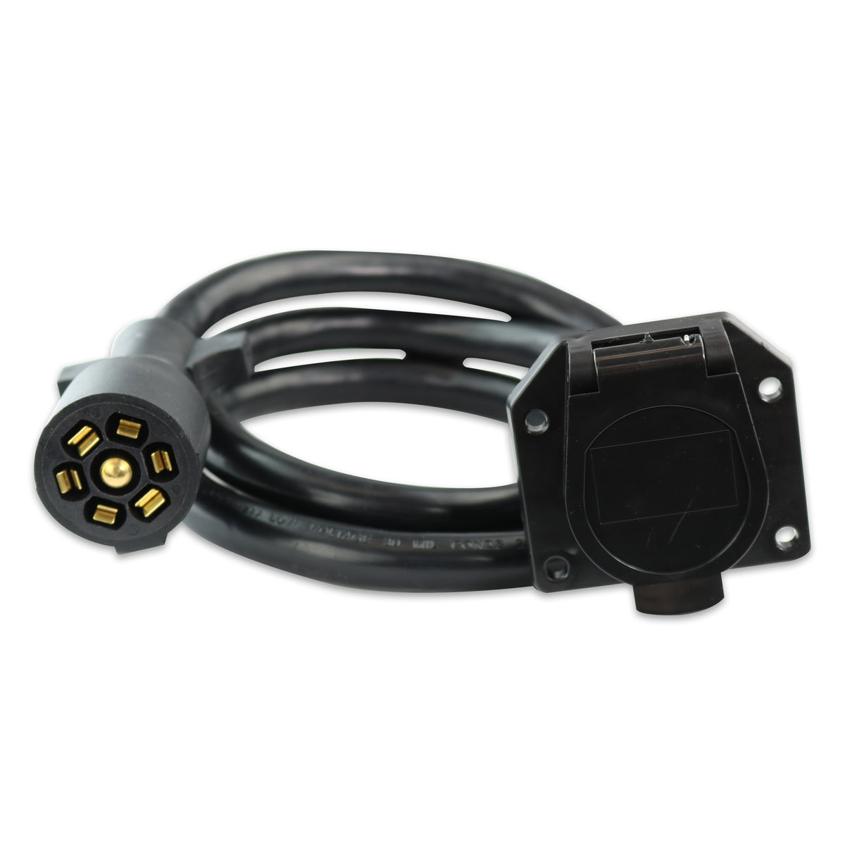 Leisure Cords 7 Way Inline Trailer Plug Extension Cord Inlet Socket 6 Feet (Black)