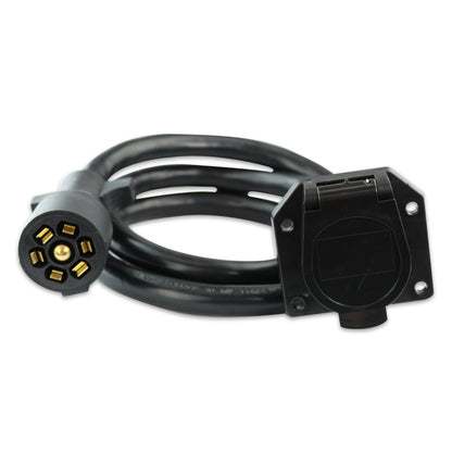Leisure Cords 7 Way Inline Trailer Plug Extension Cord Inlet Socket 6 Feet (Black)