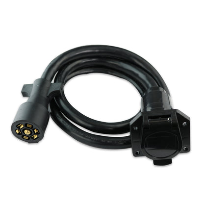 Leisure Cords 7 Way Inline Trailer Plug Extension Cord Inlet Socket 6 Feet (Black)