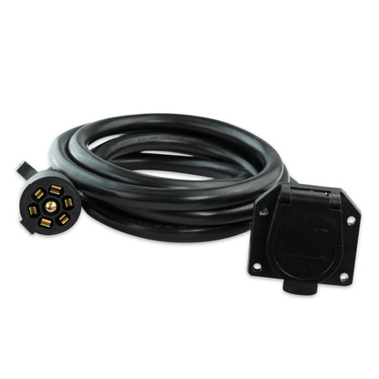 Leisure Cords 7 Way Inline Trailer Plug Extension Cord Inlet Socket 6 Feet (Black)
