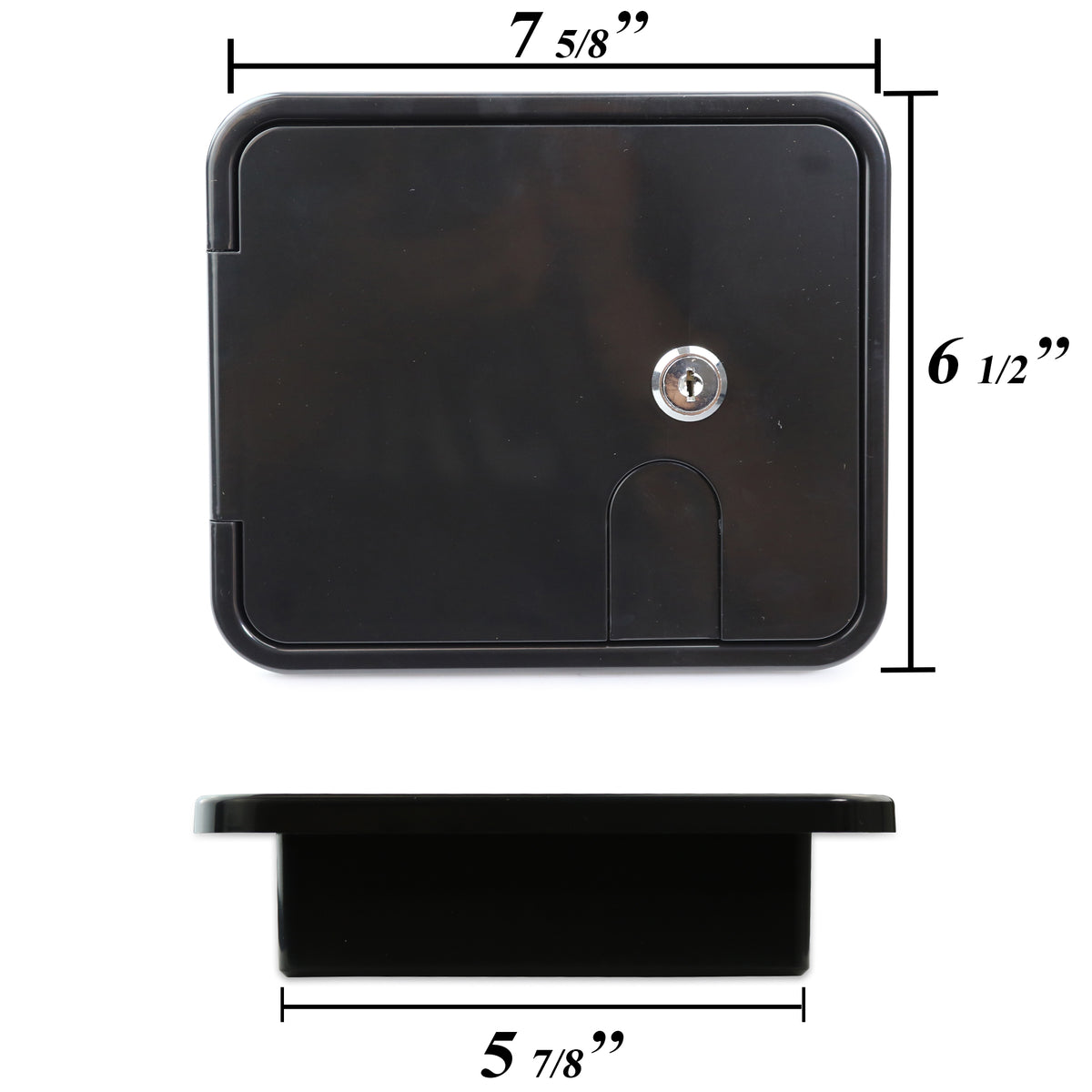 Leisure Cords RV Power Cord Utility Hatch Weatherproof Rectangle Door 7.63 Inch x 6.5 Inch (Black)