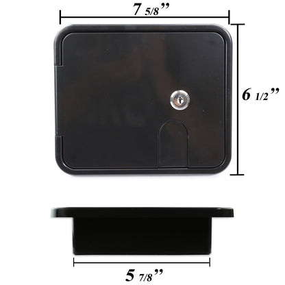 Leisure Cords RV Power Cord Utility Hatch Weatherproof Rectangle Door 7.63 Inch x 6.5 Inch (Black)