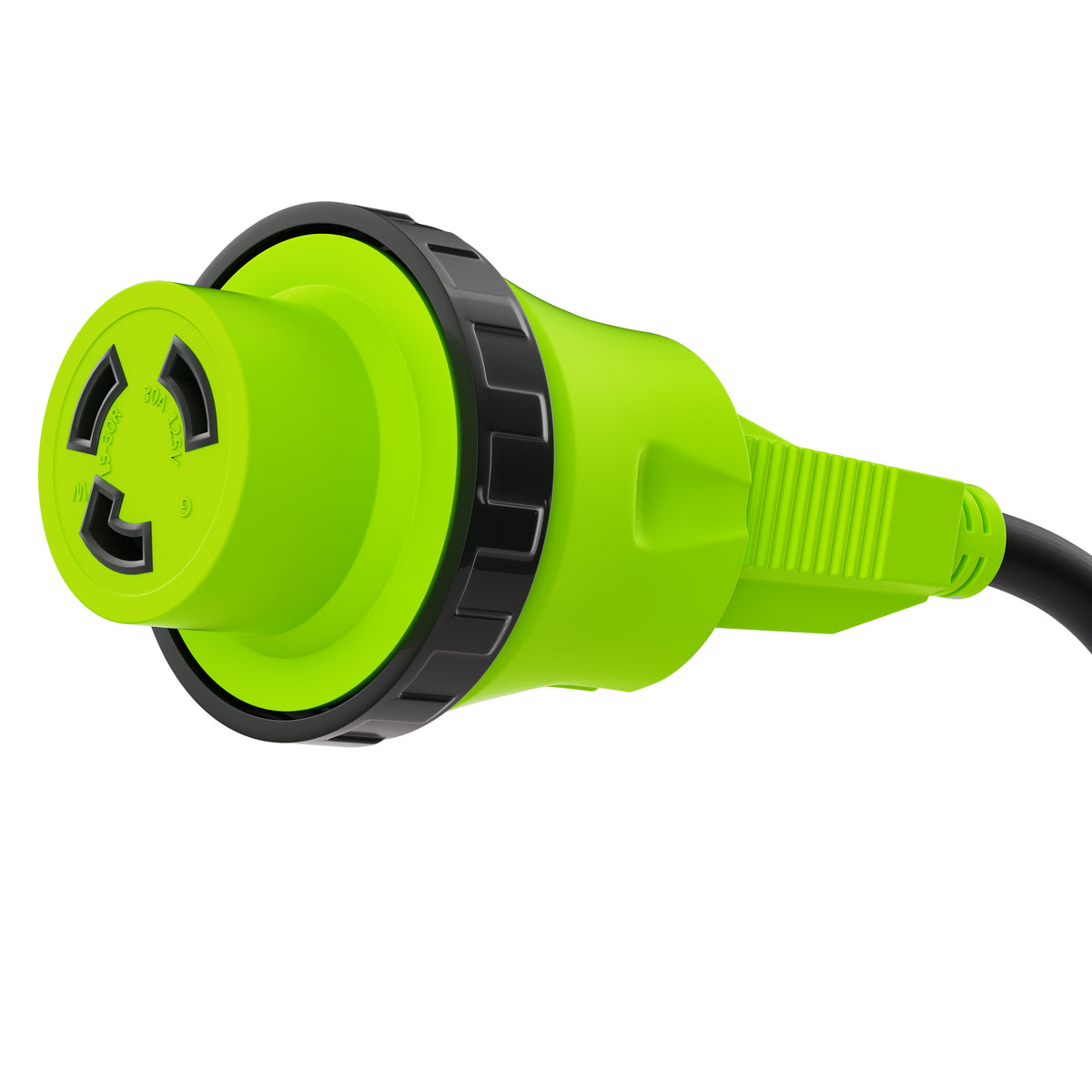 Leisure Cords 15AMP RV Electrical Adapter Twist Locking NEMA 5-15P to L5-30R 4 Inch (Green)