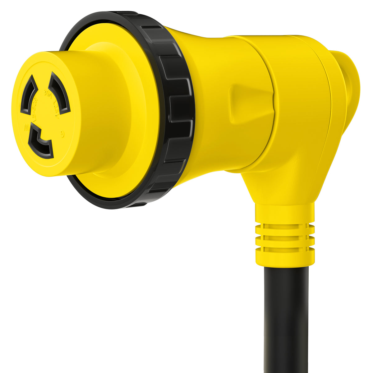 Leisure Cords 30AMP RV Electrical Adapter Twist Locking NEMA TT-30P to L5-30R 4 Inch (Yellow)