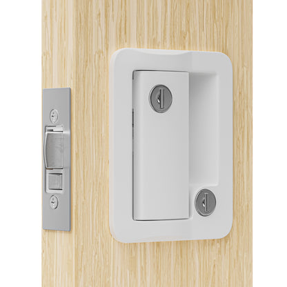 Leisure Locks RV Entry Door Lock with Paddle Deadbolt 2.5 Inch x 3.5 Inch (White)