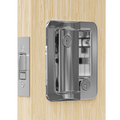 Leisure Locks RV Entry Door Lock with Paddle Deadbolt 2.5 Inch x 3.5 Inch (Chrome)