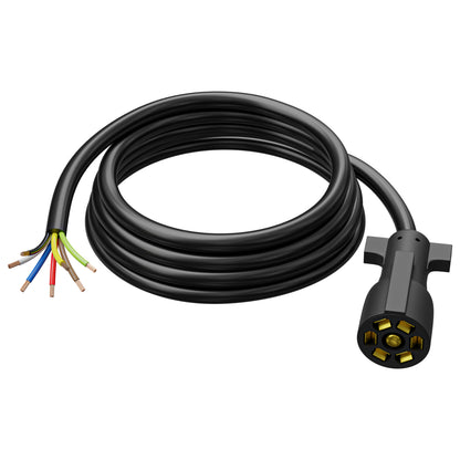 Leisure Cords 7 Way Inline Trailer Plug Extension Cord Wiring Harness 8 Feet (Black)