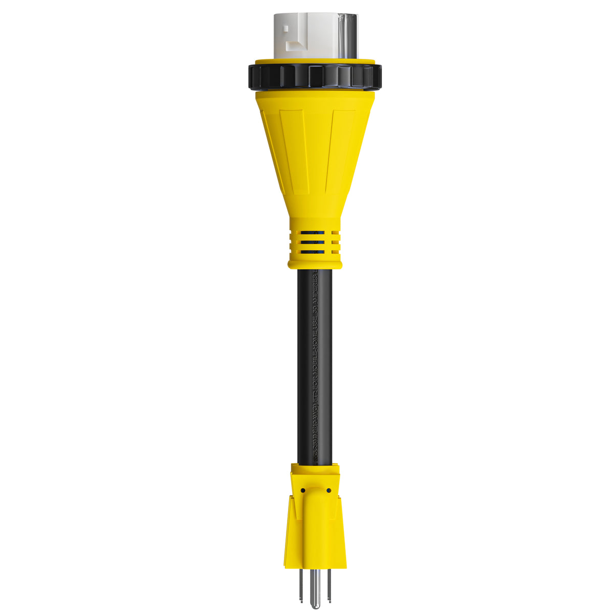 Leisure Cords 50AMP RV Dogbone Adapter Cord Twist Locking NEMA 5-15P to SS2-50R 12 Inch (Yellow)