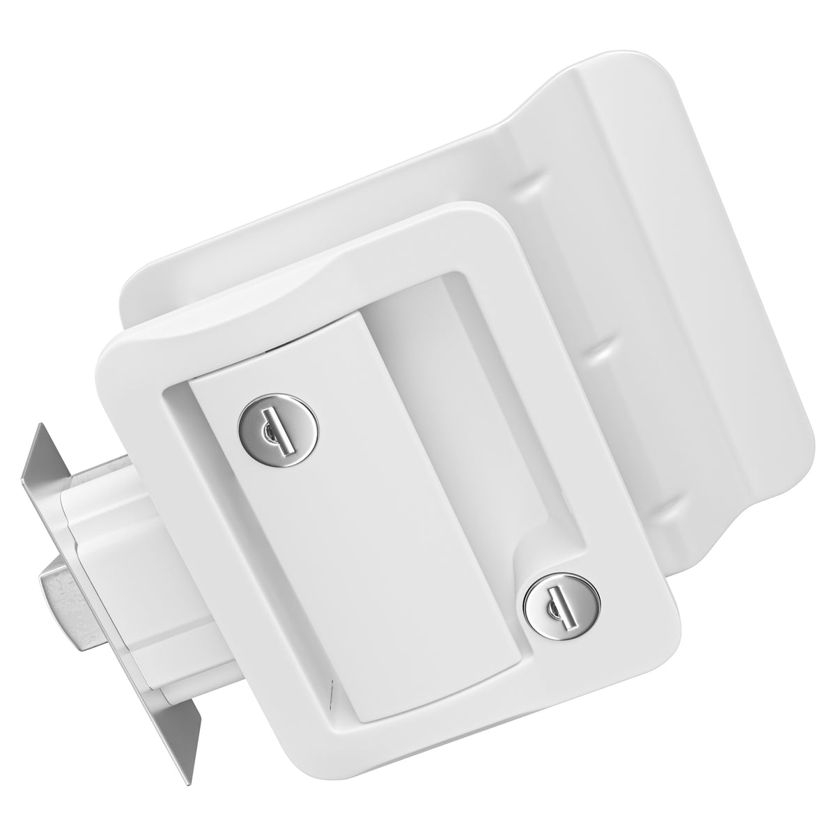 Leisure Locks RV Entry Door Lock with Paddle Deadbolt 2.5 Inch x 3.5 Inch (White)