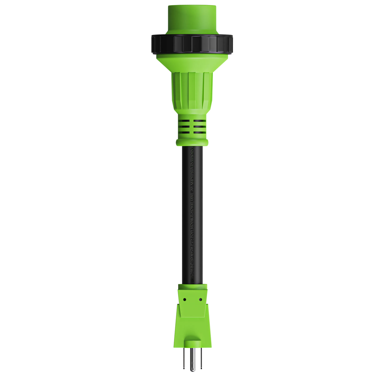 Leisure Cords 30AMP RV Dogbone Adapter Cord Twist Locking NEMA 5-15P to L5-30R 12 Inch (Green)