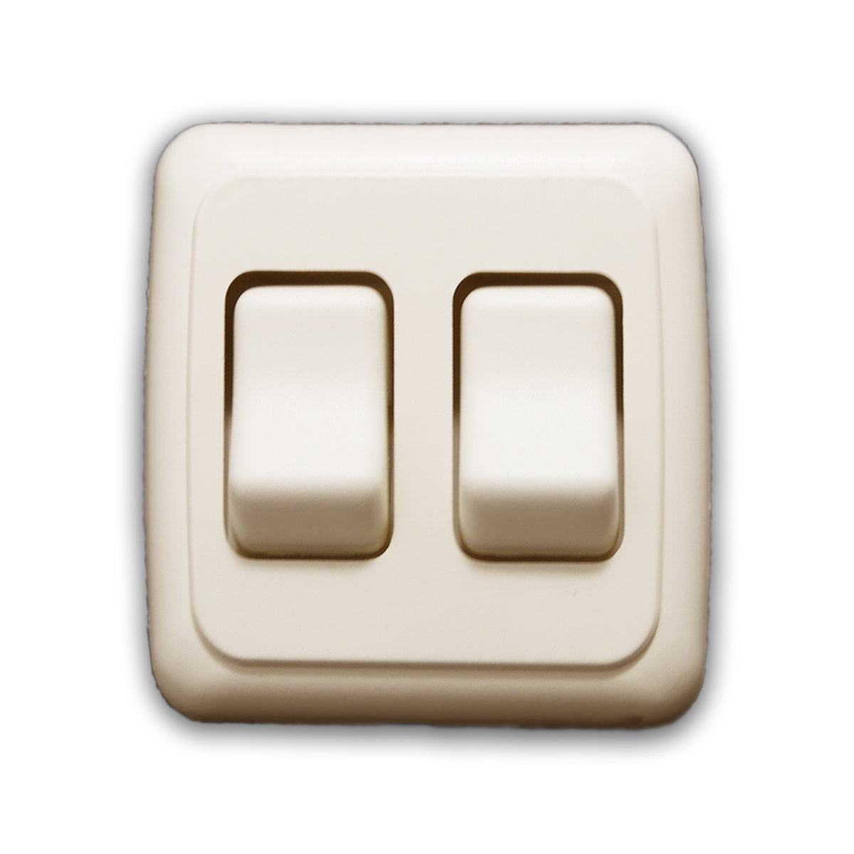 Leisure Coachworks 12V RV Contemporary Double SPST On Off Switch with Bezel 3.04 Inch x 2.83 Inch x 1.22 Inch (Almond)