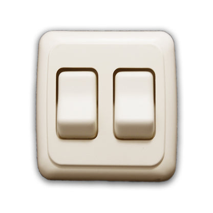 Leisure Coachworks 12V RV Contemporary Double SPST On Off Switch with Bezel 3.04 Inch x 2.83 Inch x 1.22 Inch (Almond)