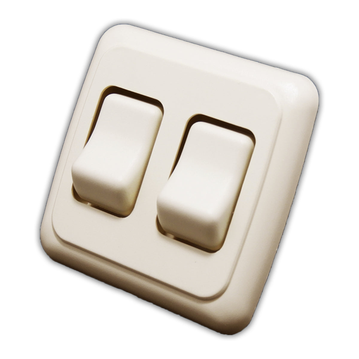 Leisure Coachworks 12V RV Contemporary Double SPST On Off Switch with Bezel 3.04 Inch x 2.83 Inch x 1.22 Inch (Almond)
