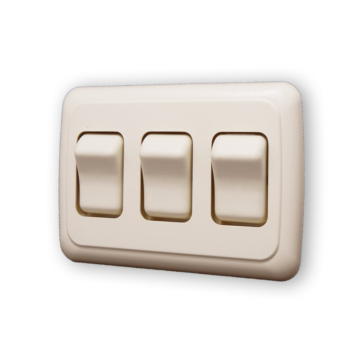 Leisure Coachworks 12V RV Contemporary Triple SPST On Off Switch with Bezel 4.18 Inch x 2.83 Inch x 1.22 Inch (Almond)