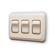 Leisure Coachworks 12V RV Contemporary Triple SPST On Off Switch with Bezel 4.18 Inch x 2.83 Inch x 1.22 Inch (Almond)
