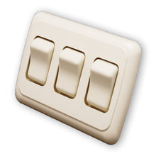 Leisure Coachworks 12V RV Contemporary Triple SPST On Off Switch with Bezel 4.18 Inch x 2.83 Inch x 1.22 Inch (Almond)