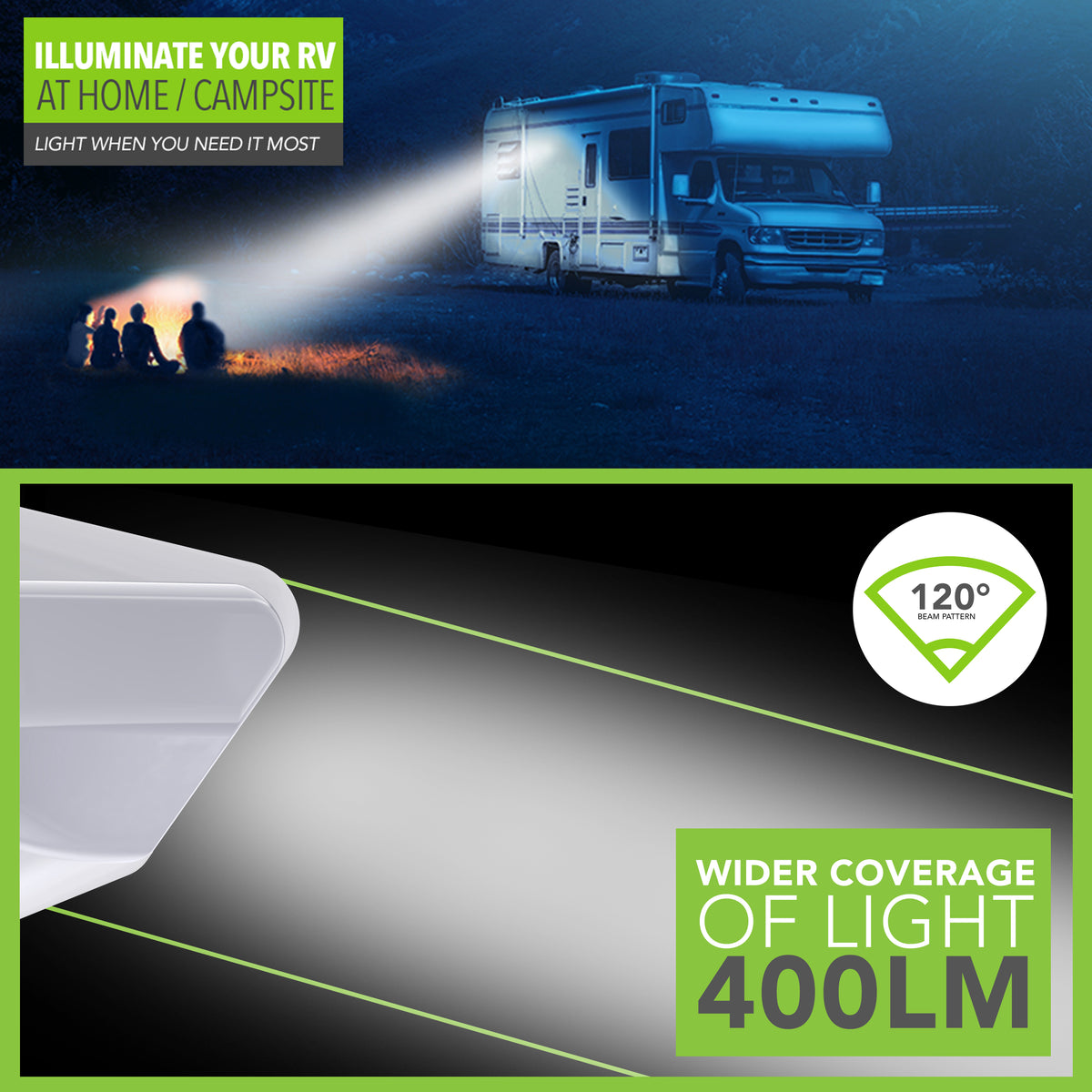 Leisure LED 12V RV Exterior LED Awning Porch Light Cool White with Clear Lens 13 Inch (White)