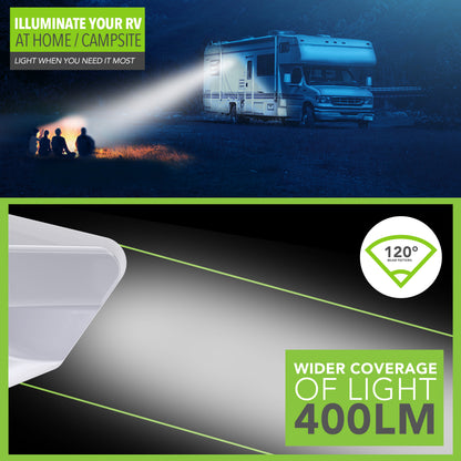 Leisure LED 12V RV Exterior LED Awning Porch Light Cool White with Clear Lens 13 Inch (White)