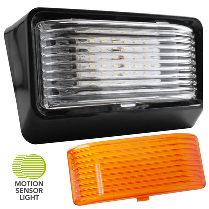 Leisure LED 12V RV Exterior LED Porch Light Cool White with Amber Lens Night Sensor 6 Inch (White)