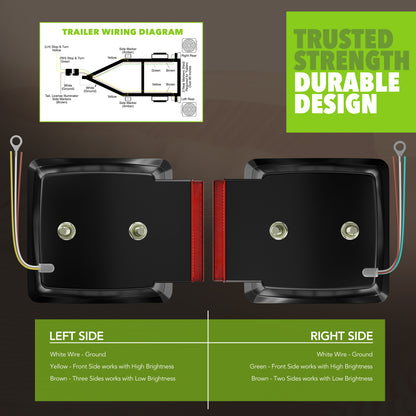 Leisure LED 12V Trailer Exterior LED Submersible Light Kit Square with Red Lens 4 Inch (Red)