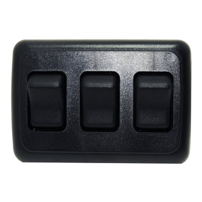 Leisure Coachworks 12V RV Contemporary Triple SPST On Off Switch with Bezel 4.18 Inch x 2.83 Inch x 1.22 Inch (Black)