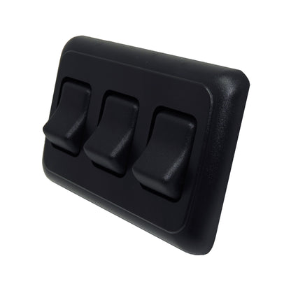 Leisure Coachworks 12V RV Contemporary Triple SPST On Off Switch with Bezel 4.18 Inch x 2.83 Inch x 1.22 Inch (Black)