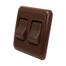 Leisure Coachworks 12V RV Contemporary Double SPST On Off Switch with Bezel 3.04 Inch x 2.83 Inch x 1.22 Inch (Brown)